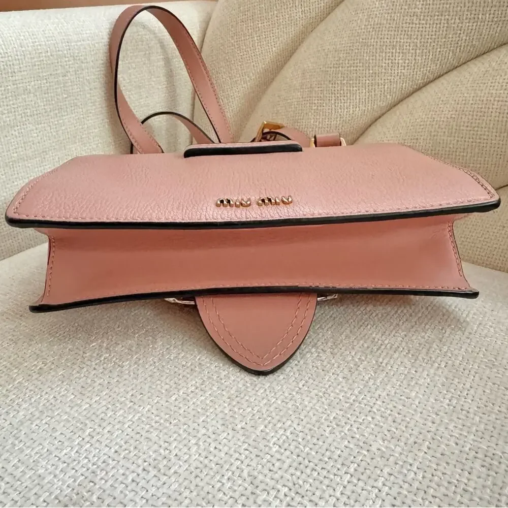 RARE Miu Miu Crystal Embellished Crossbody Bag Pink Leather with Multicolor